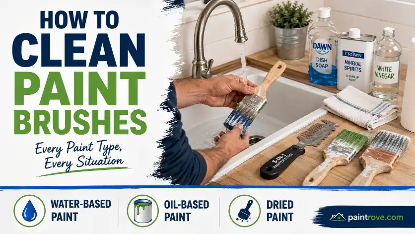 How to clean paint brushes for every paint type and situation using water, dish soap, mineral spirits, vinegar, and brush tools.