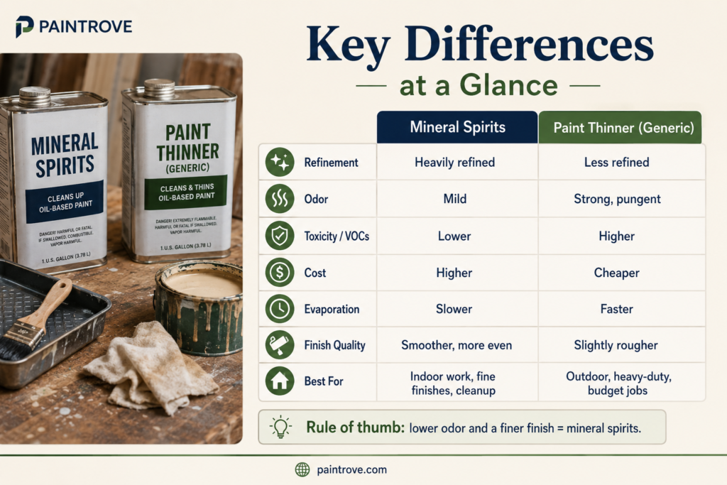 Mineral spirits vs paint thinner differences
