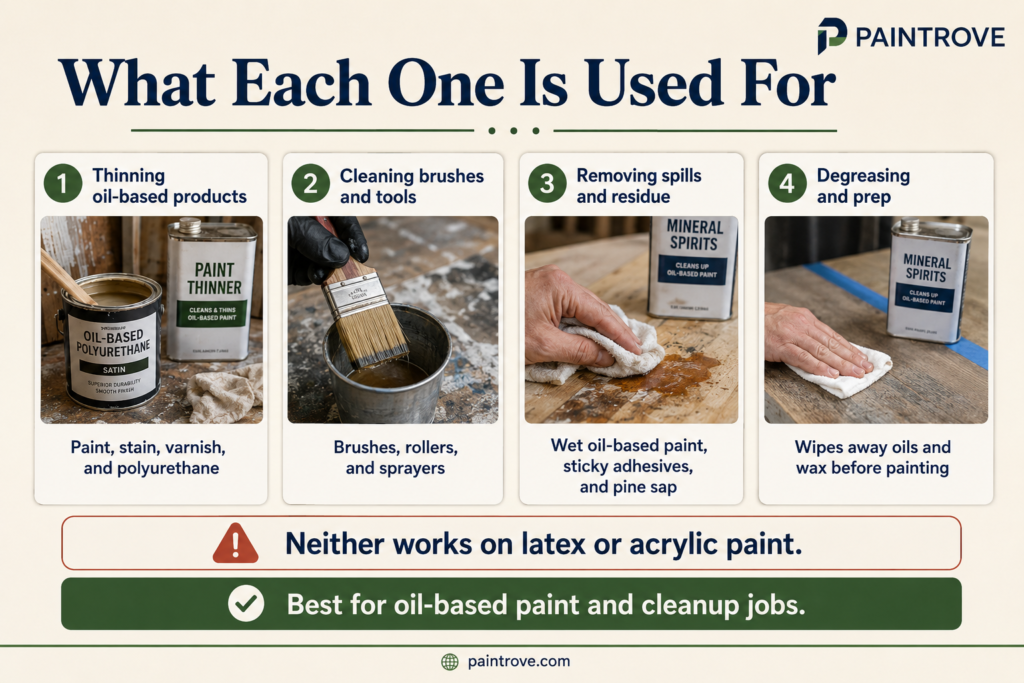 Mineral spirits vs paint thinner uses