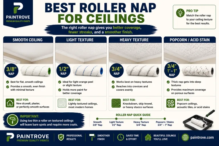 Best roller nap for different ceiling textures.