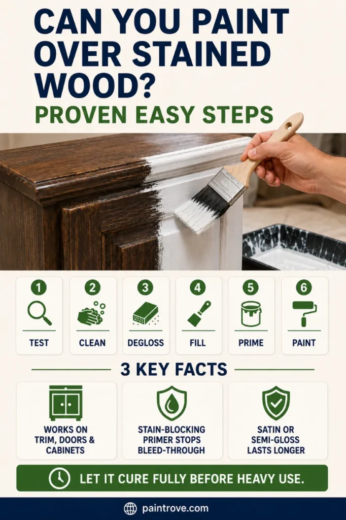 Can you paint over stained wood Pinterest guide with proven easy steps.