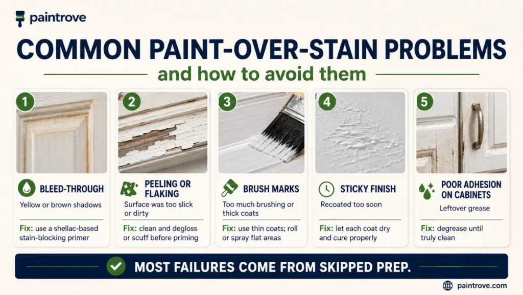 Common paint over stained wood problems and how to avoid them.