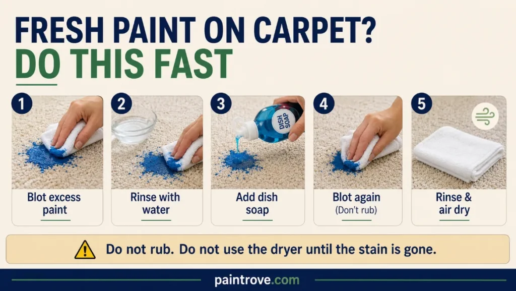 How to get fresh paint out of carpet before it dries.