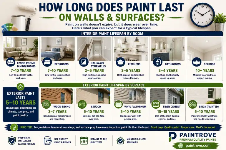 Paint lifespan on walls and exterior surfaces.