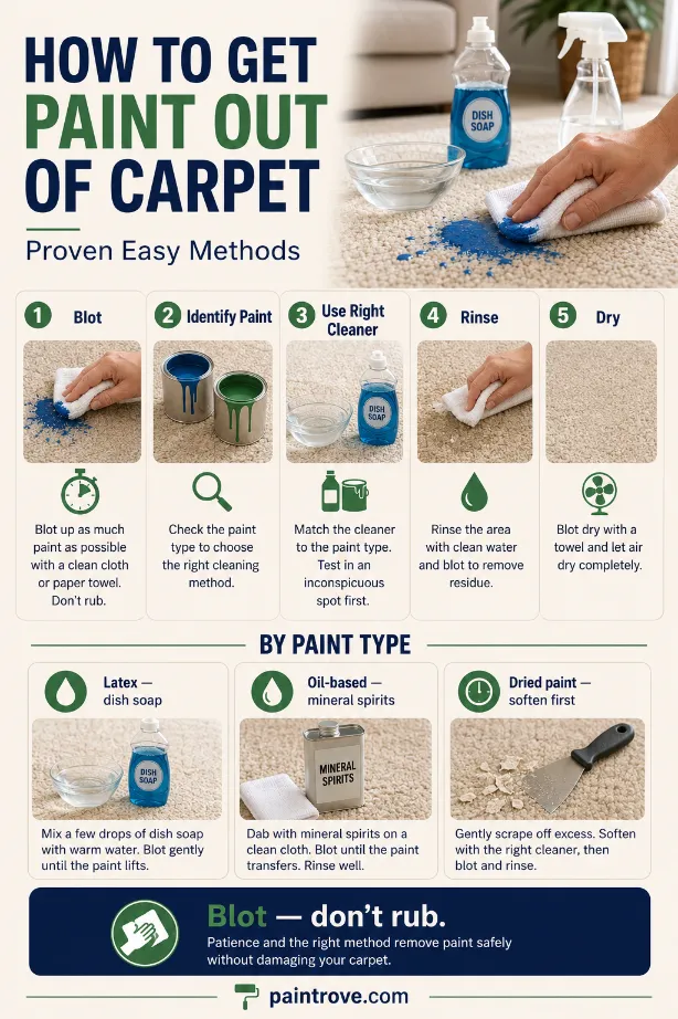How to get paint out of carpet Pinterest guide with quick steps.