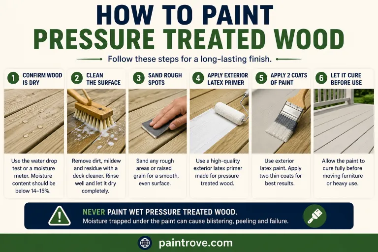 How to paint pressure treated wood step by step.