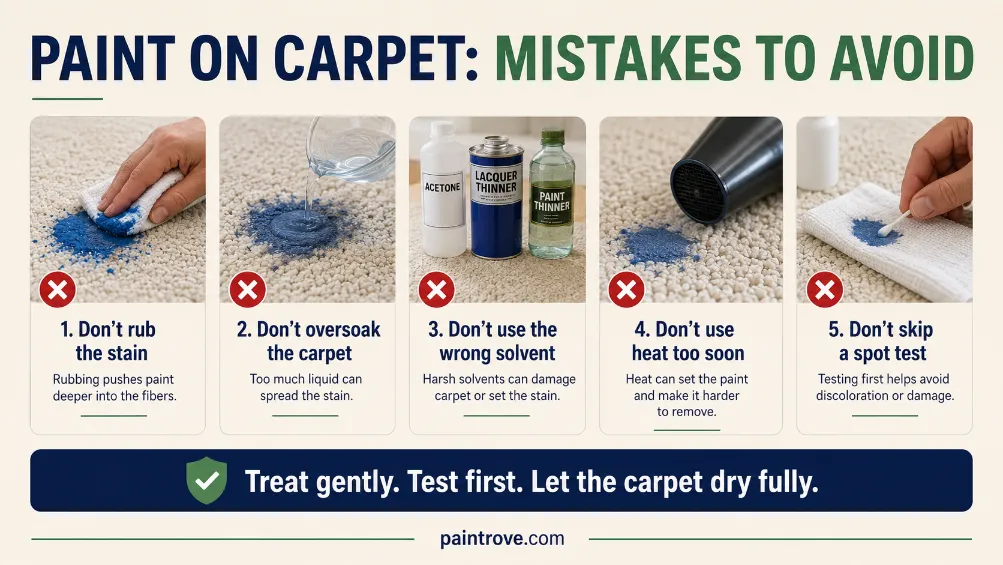 Mistakes to avoid when getting paint out of carpet.