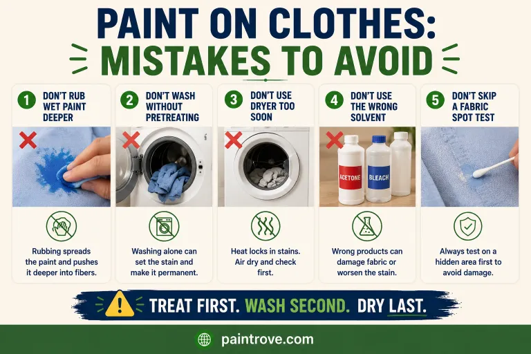Mistakes to avoid when getting paint out of clothes.