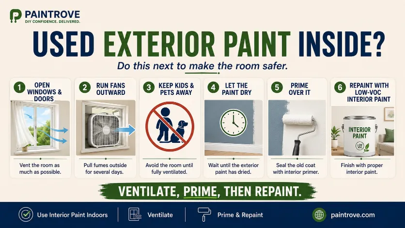 What to do after using exterior paint inside.