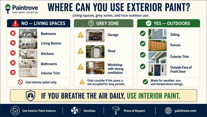 Where you can use exterior paint safely.