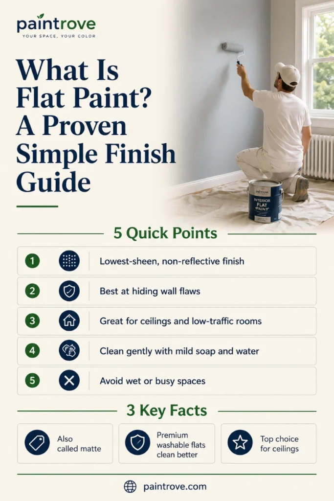 Pinterest guide explaining what flat paint is, where to use it, and how to clean it gently.