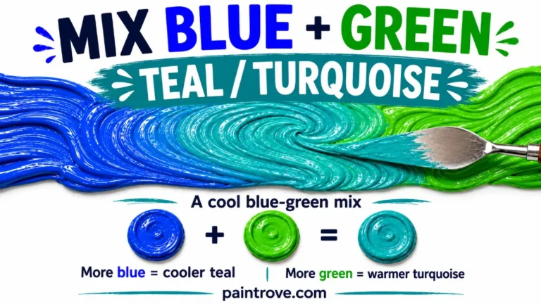 Blue and green make teal or turquoise, with more blue cooling and more green warming the shade.
