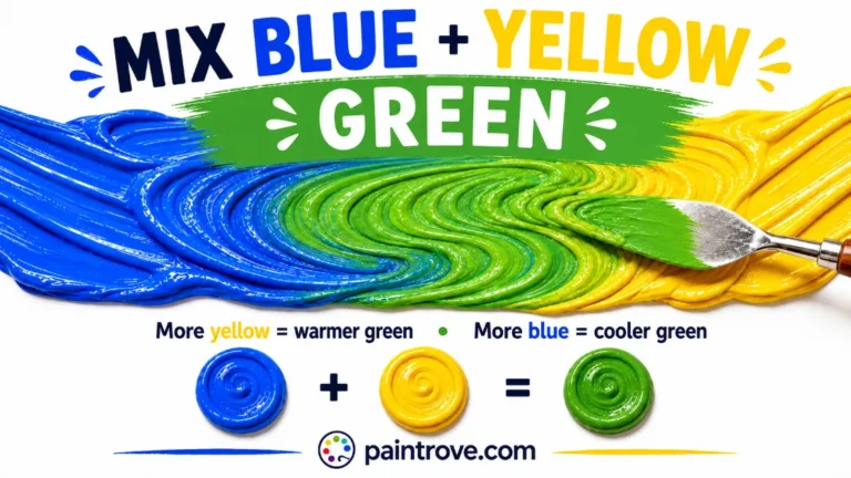 Blue and yellow make green, with more yellow creating warmer green and more blue creating cooler green.