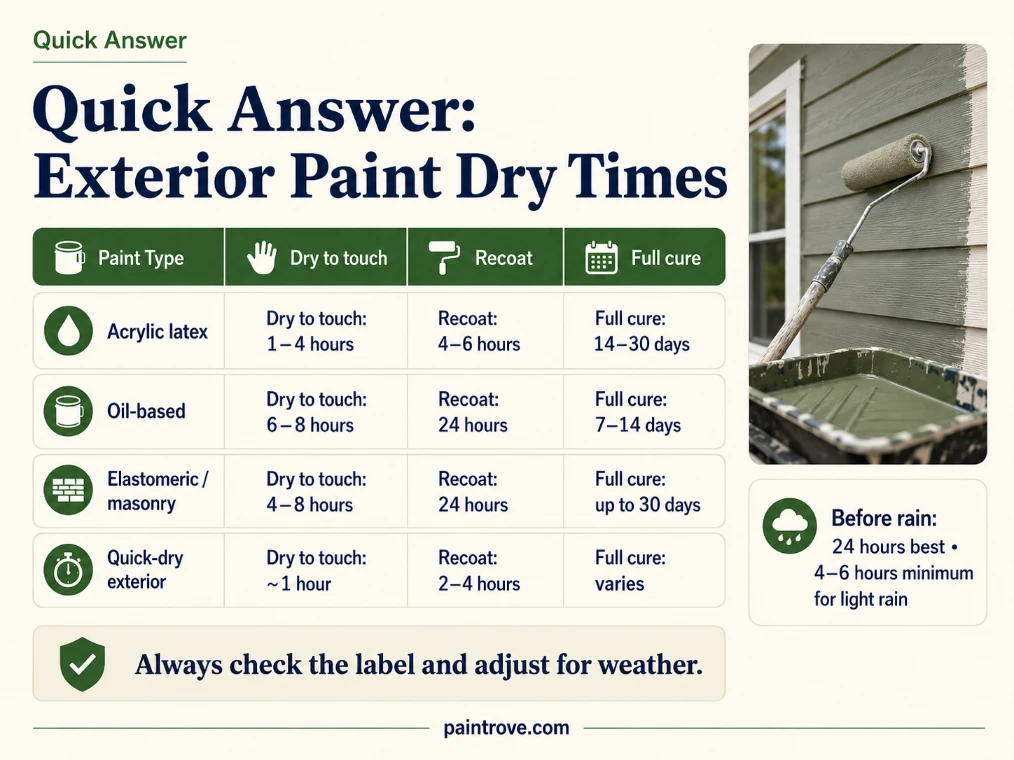 Exterior paint dry times by paint type