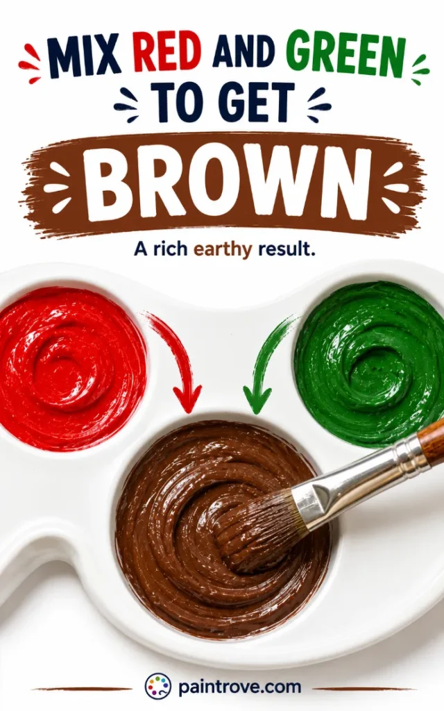 Red and green make brown paint, with more red warming it and more green creating olive brown.