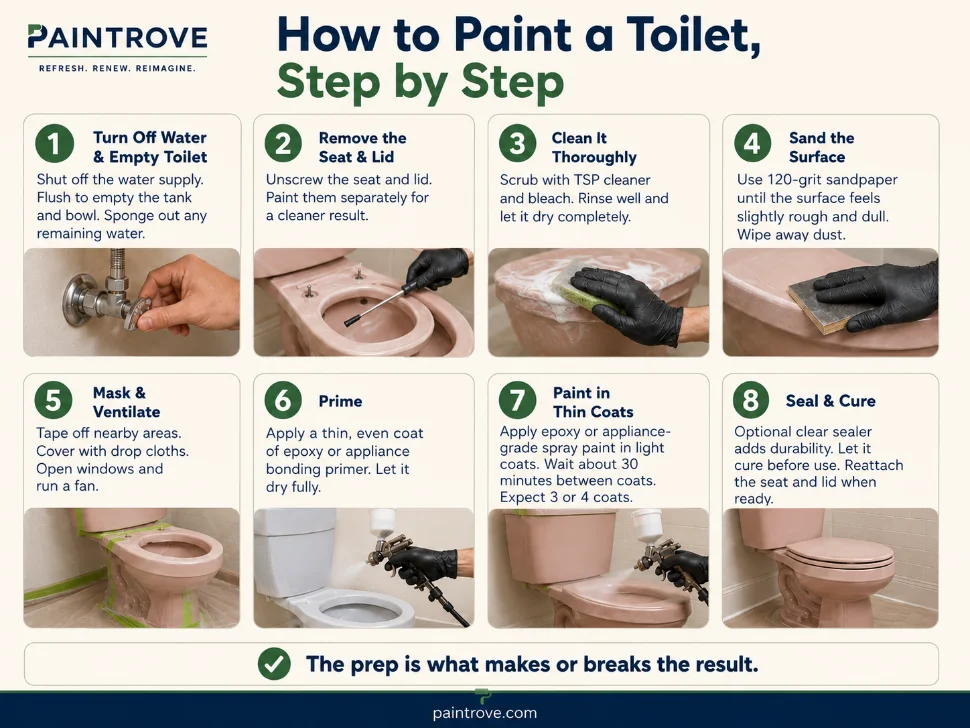 How to paint a toilet step by step