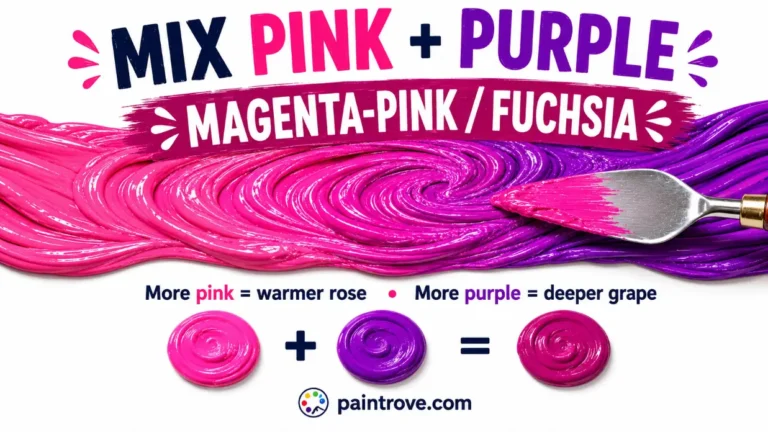 Pink and purple mixed make magenta or fuchsia, with more pink creating rose and more purple creating grape.