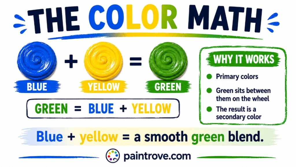 Blue and yellow make green because these primary colors combine into a secondary color.