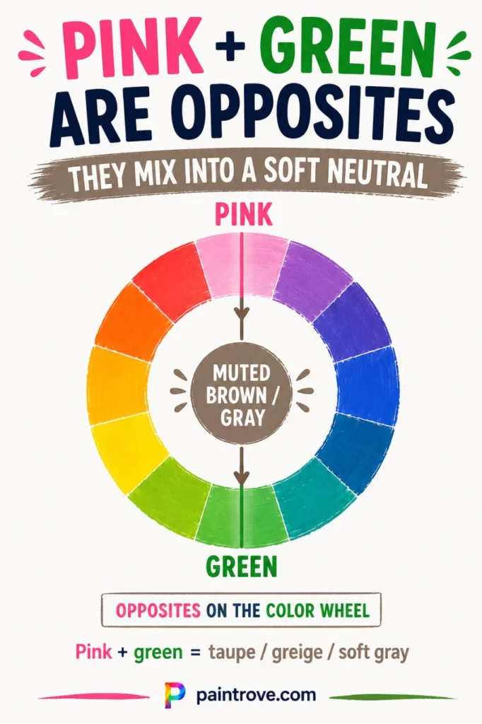 Pink and green make a soft neutral because they sit opposite each other on the color wheel.