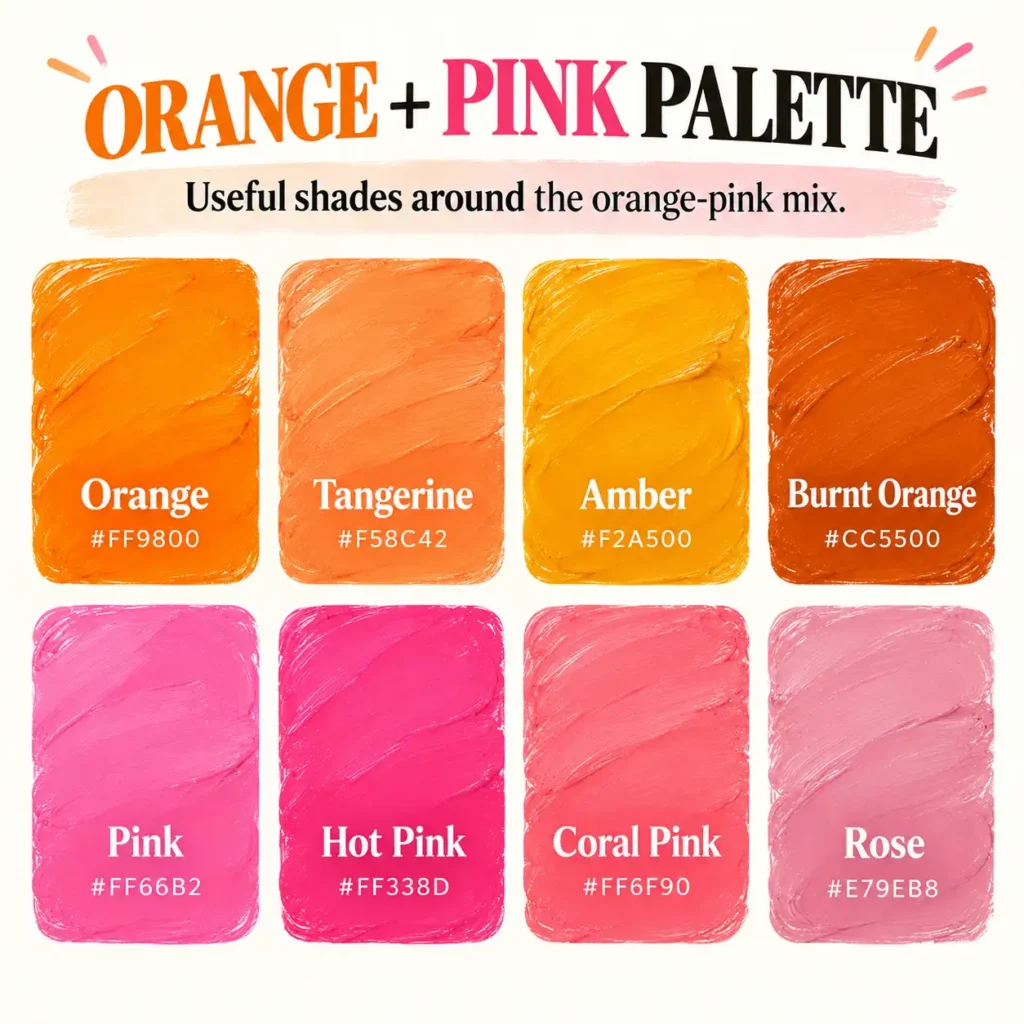 What Color Do Orange and Pink Make in Paint and shades of pink and orange
