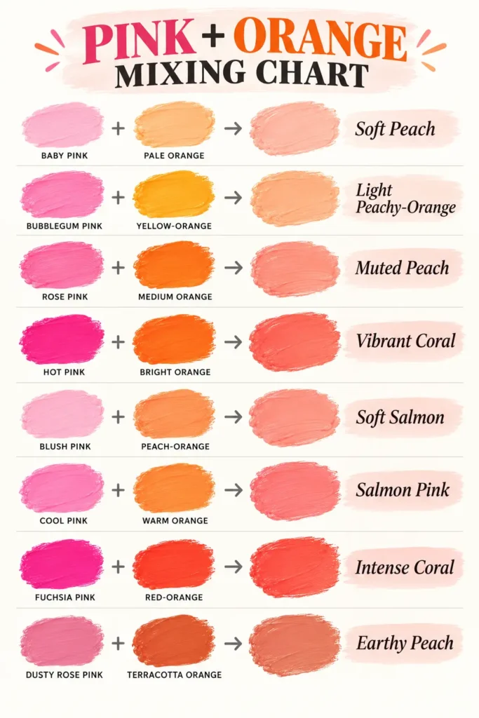 Results of Mixing Different Shades of Orange and Pink
